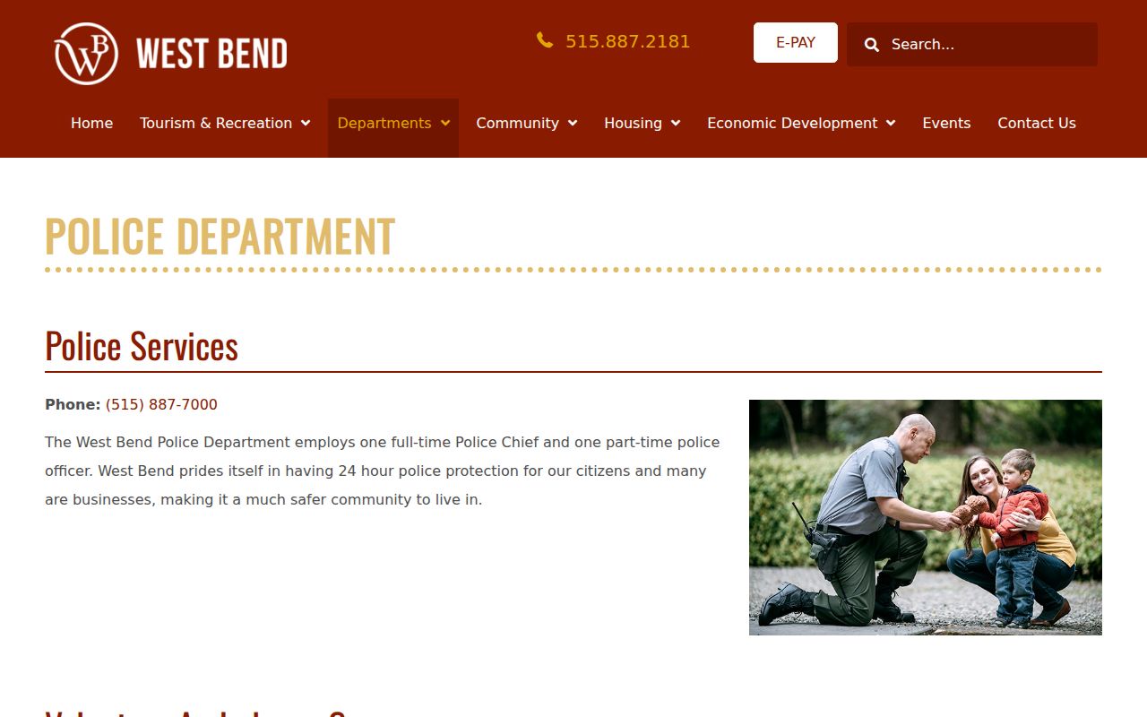 Official West Bend police services page for local warrant contact