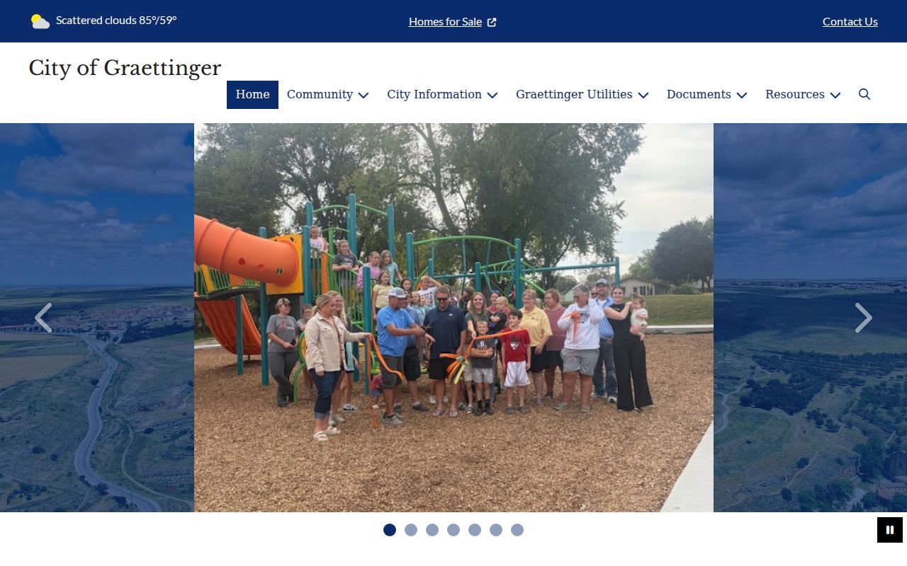 Official Graettinger website showing municipal news and public notices